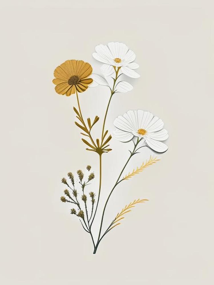 Feverfew Spices And Herbs Retro Minimal 5