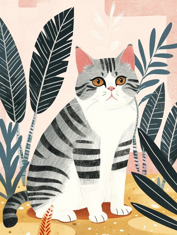 Amerikanische Kurzhaarkatze Bilderbuchillustration 1