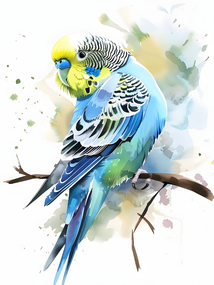 Budgie Watercolor Painting