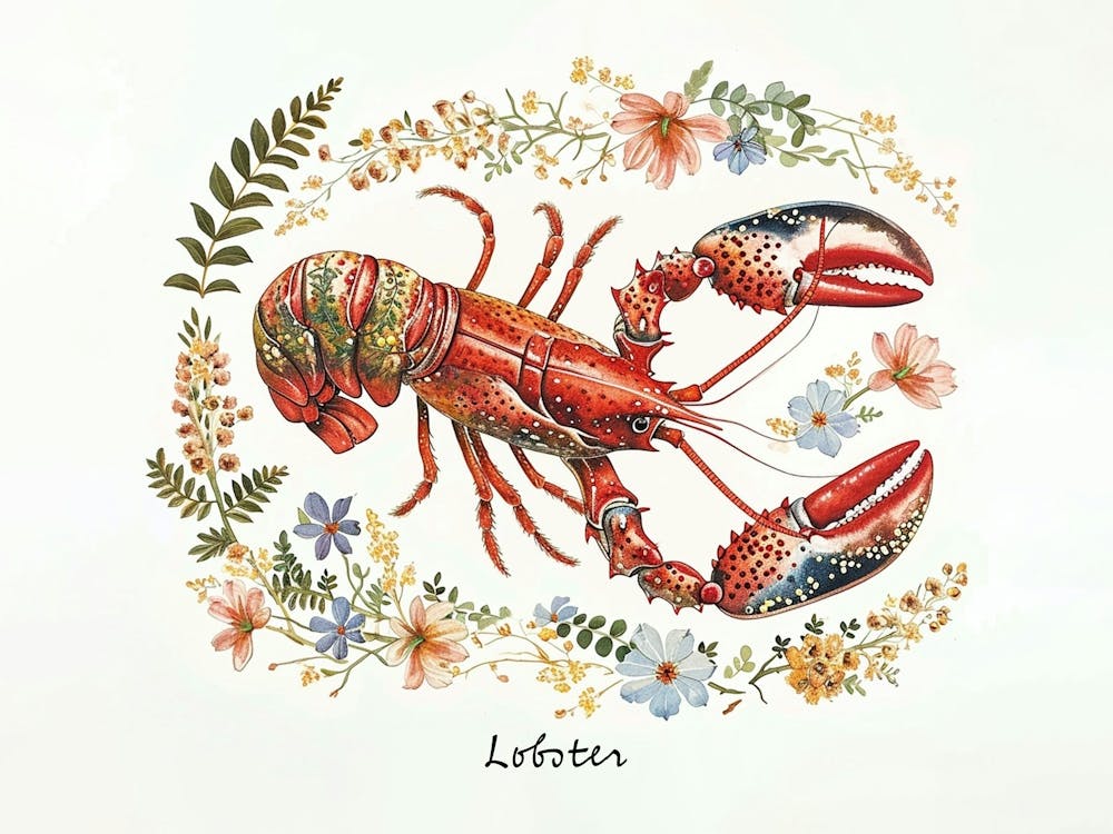 Little Floral Lobster 1 Poster