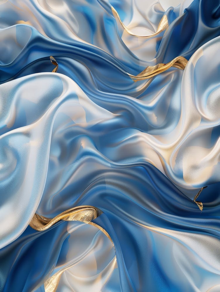 Abstract Blue And Gold Silk