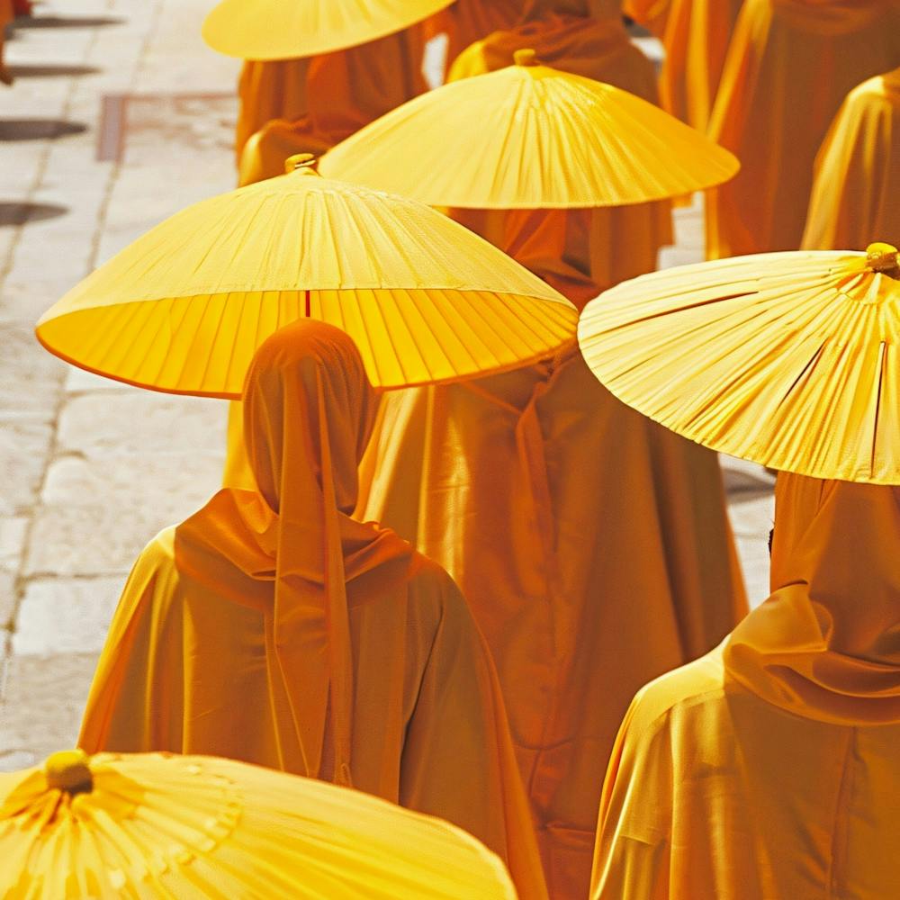 Monks With Umbrellas