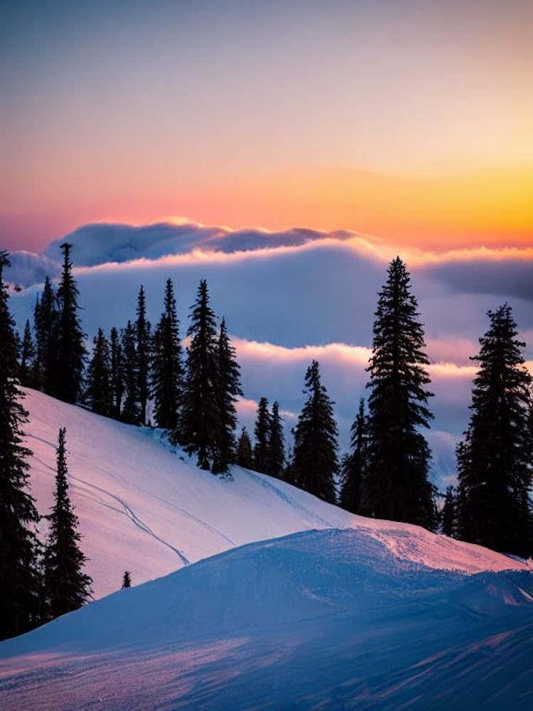 Valmorel, France Sunrise Skiing Poster