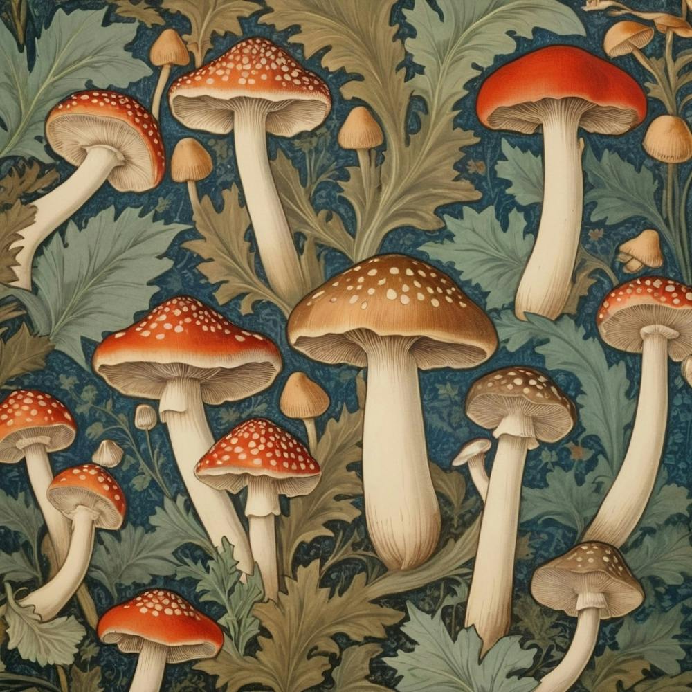 William Morris Print Mushrooms Poster Vintage Textile 3