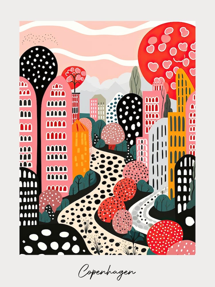 Poster Of Copenhagen, Illustration In The Style Of Pop Art 2