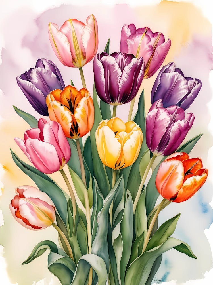 Watercolor Tulips