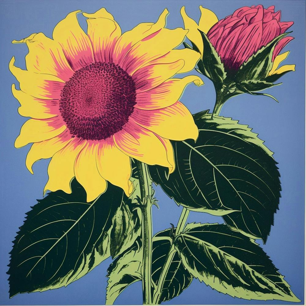 Sunflower 3 Pop Art Illustration Square