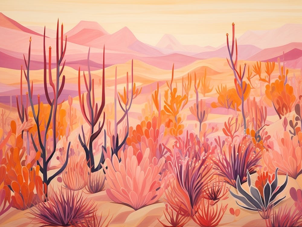 Landscape Desert And Cactus Painting 4