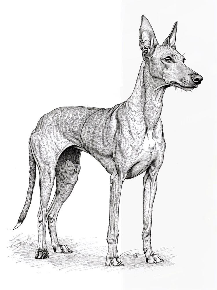 Pharaoh Hound Dog Line Sketch 2