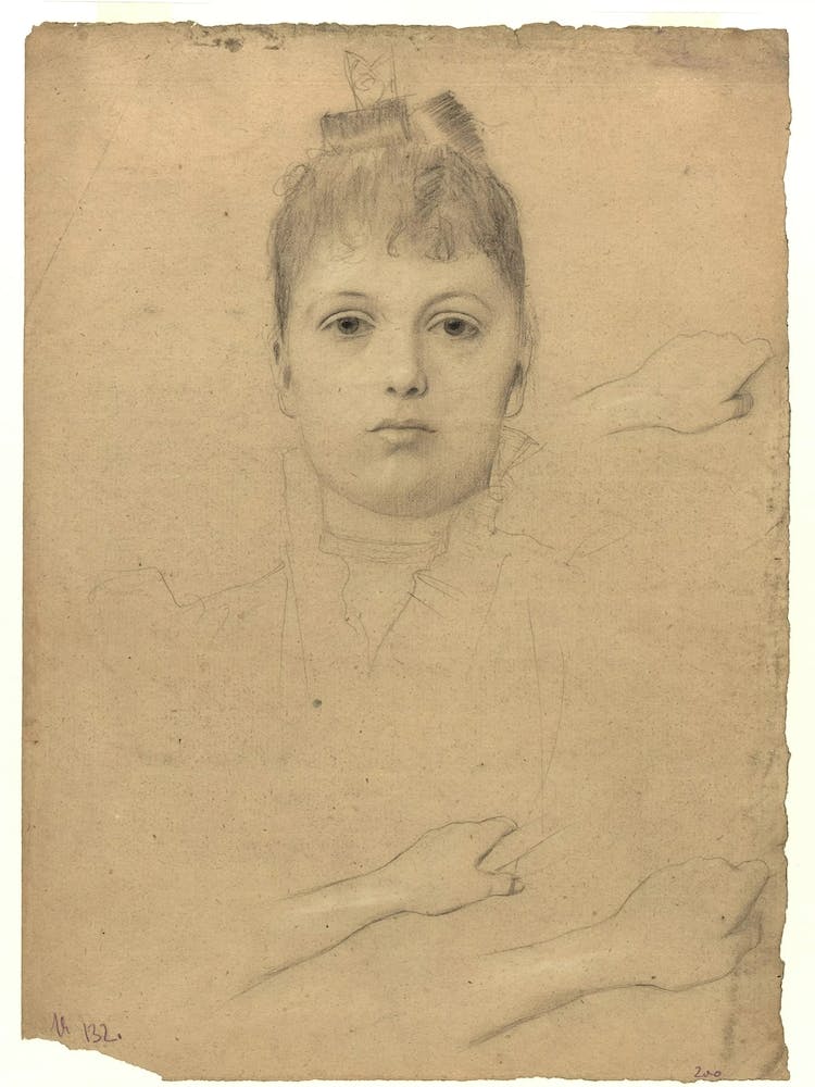 Portrait Of A Lady And Three Hand Studies, Gustav Klimt