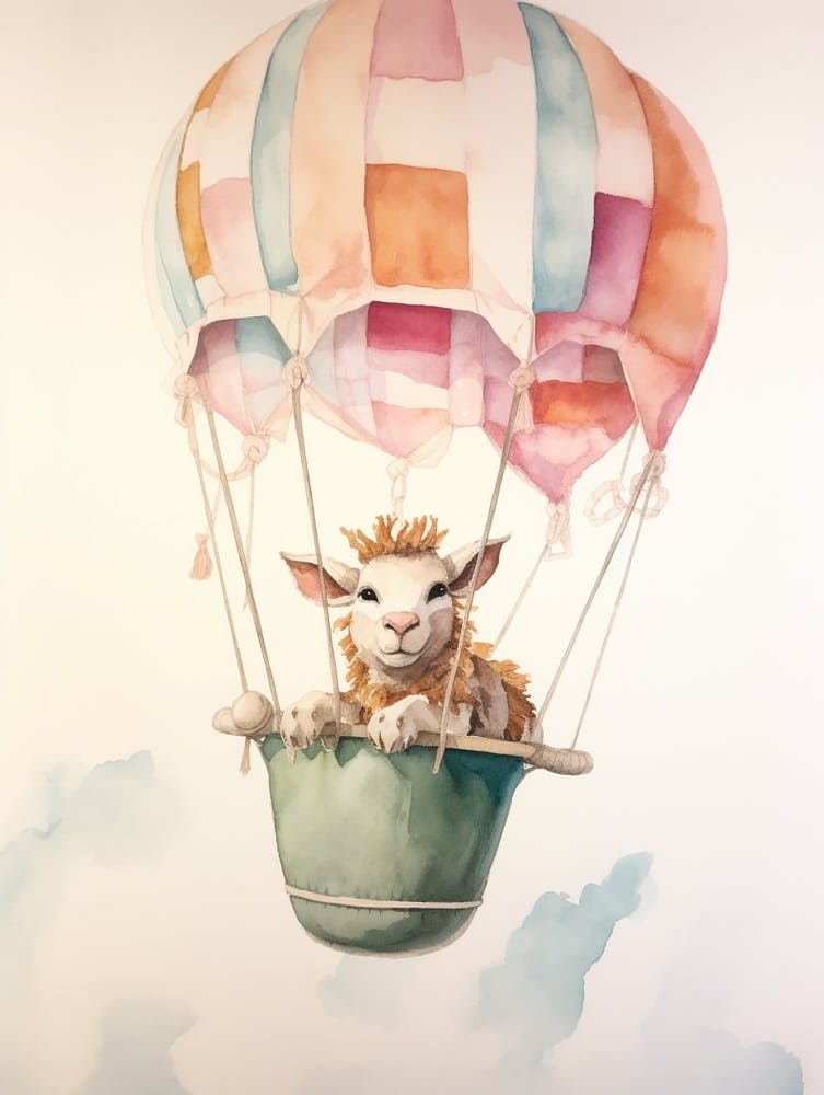 Baby Goat 2 In A Hot Air Balloon