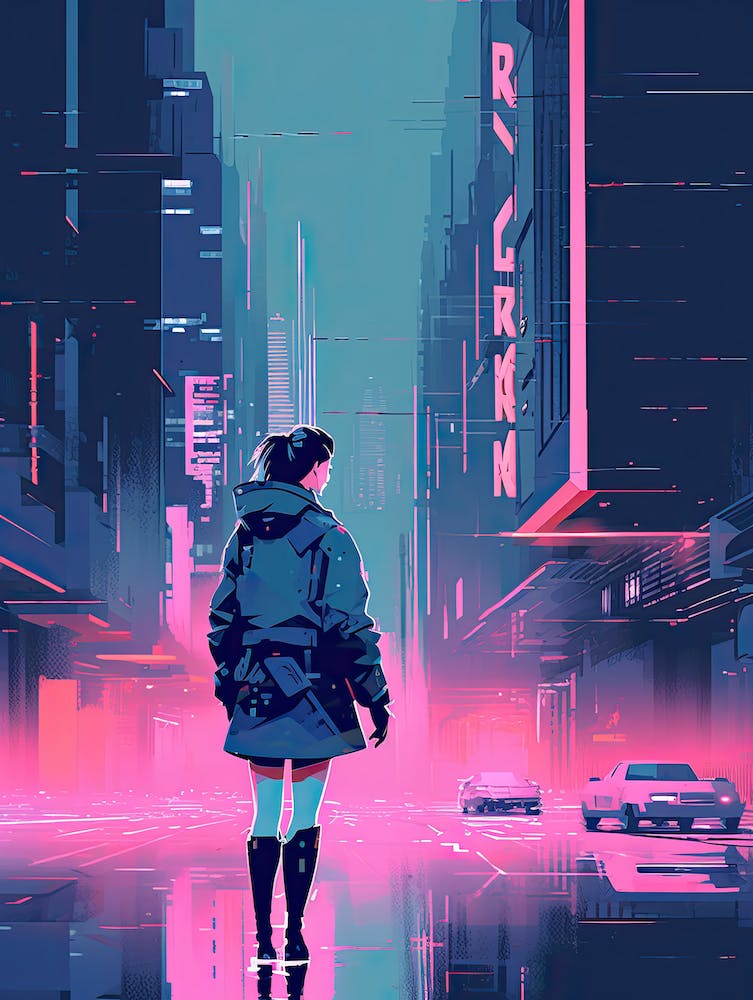 Neon City, pink art