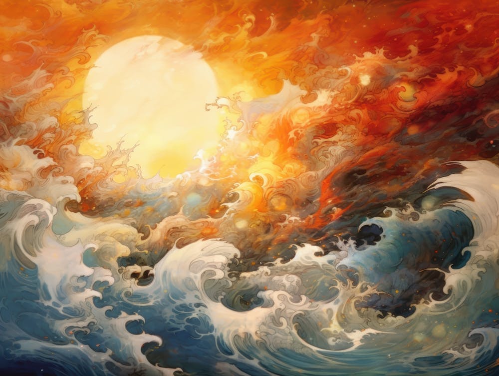 Sun Rises Over The Ocean