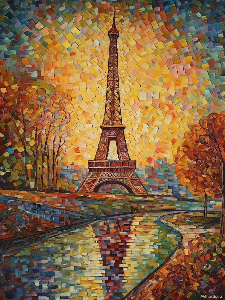 Eiffel Tower Paris France Paul Signac Style 18