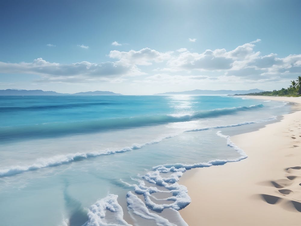 Blue Sea And White Sandy Beach
