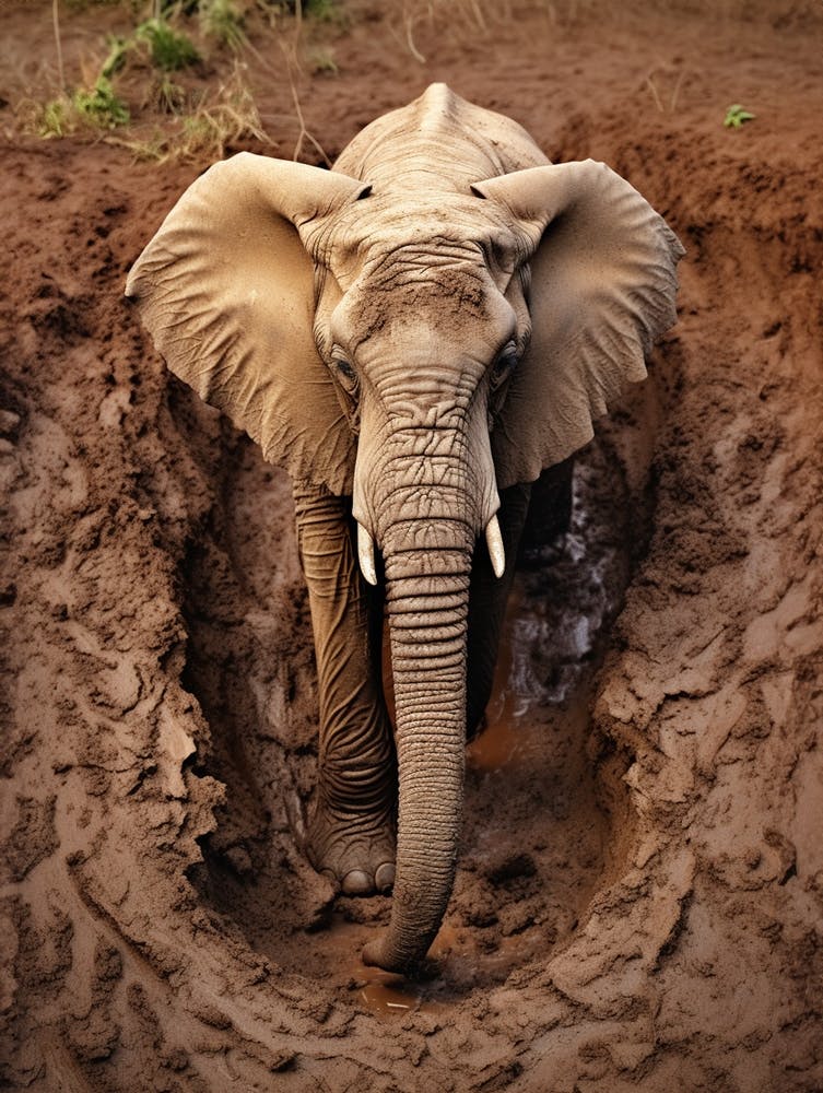 African Elephant Muddy Foot Prints Realism 3