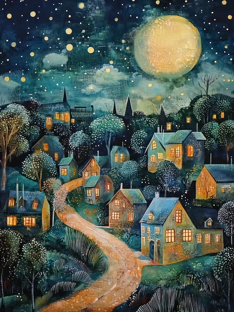 Gustav Klimt Print Night Town Stars Klimt Poster Klimt Exhibition Poster Painting Flower Garden Full