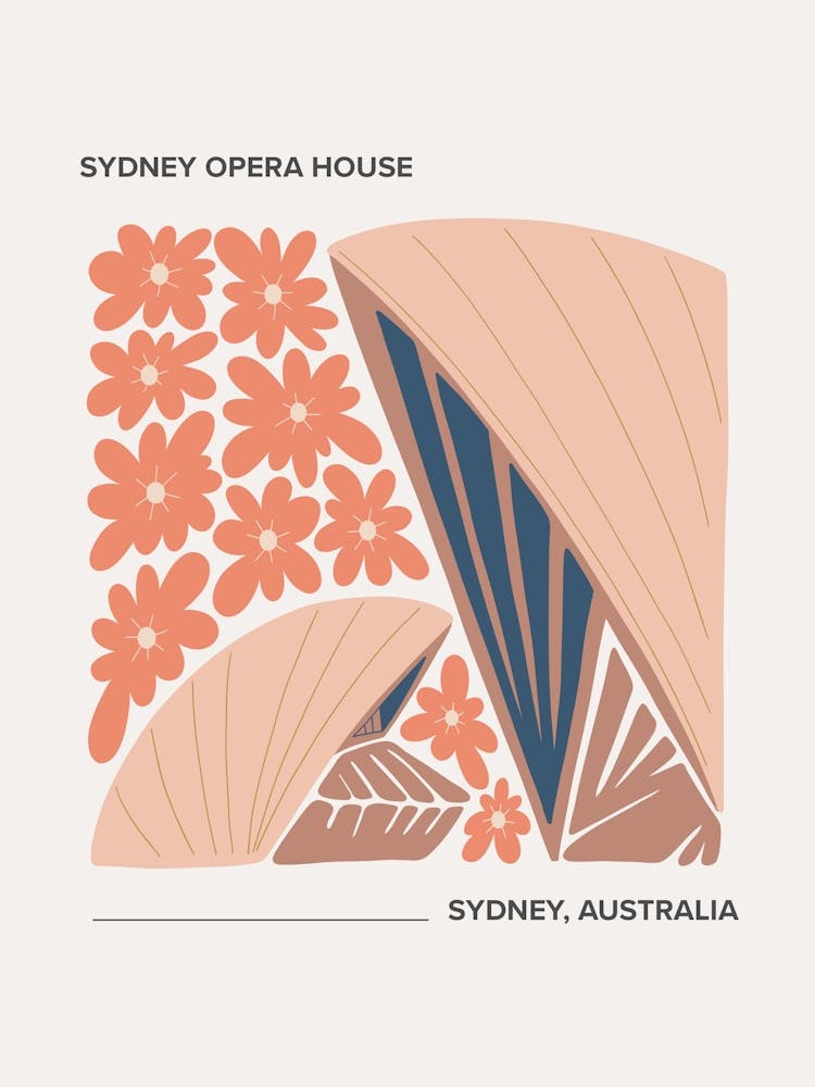 Sydney Opera   Sydney, Australia, Warm Colours Illustration Travel Poster 2