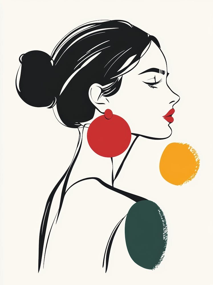 Illustration Of A Woman With Earrings 3