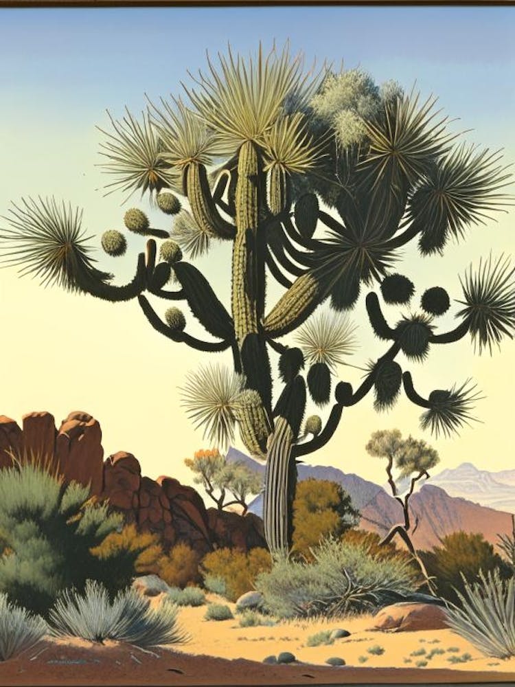 Herbert S Joshua Tree Vintage Botanical Line Drawing  (8)