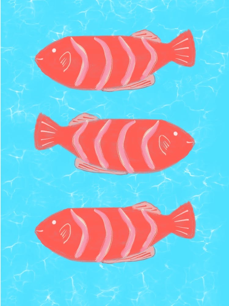 Red Fish Blue Sea Poster