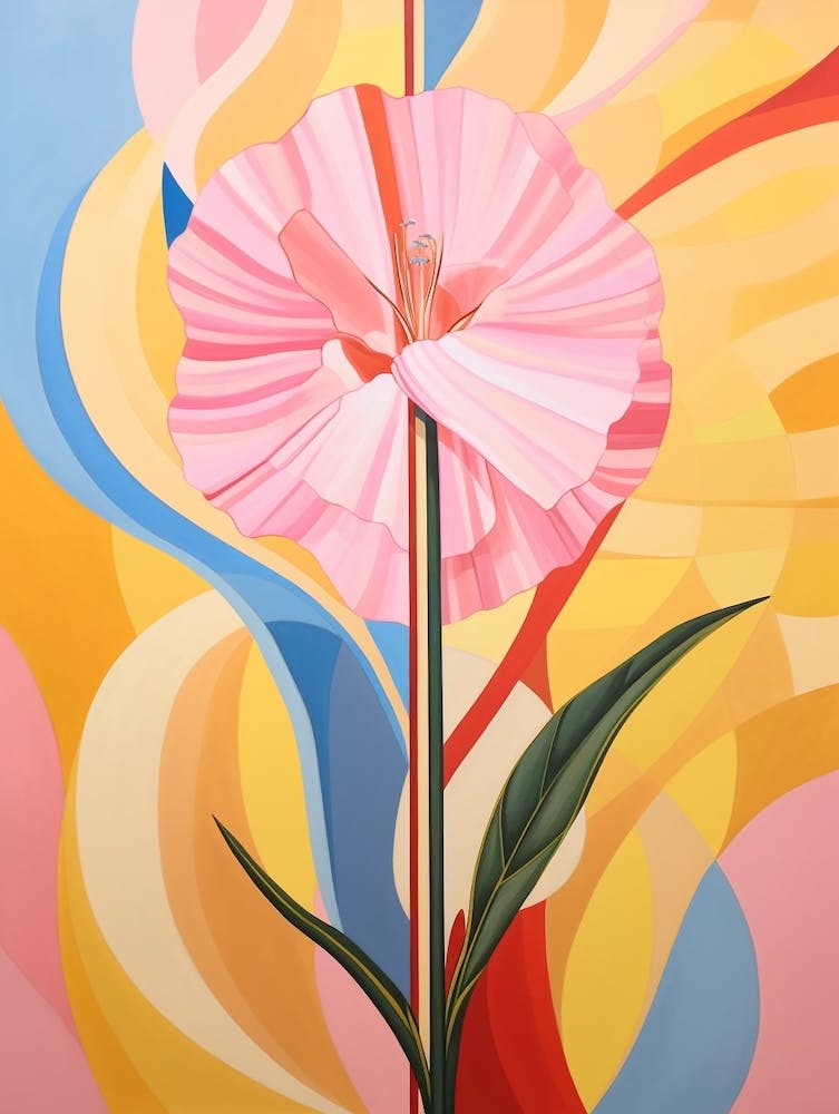 Gladiolus 4 Hilma Af Klint Inspired Pastel Flower Painting