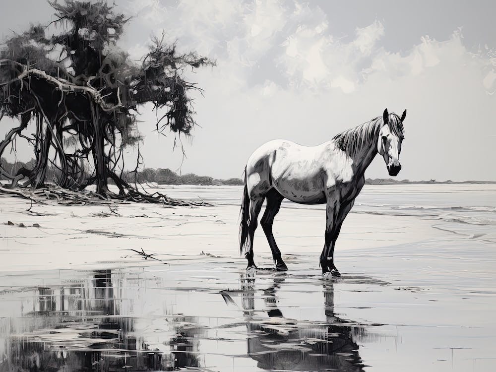 A Horse Oil Painting In Diani Beach, Kenya, Landscape 4