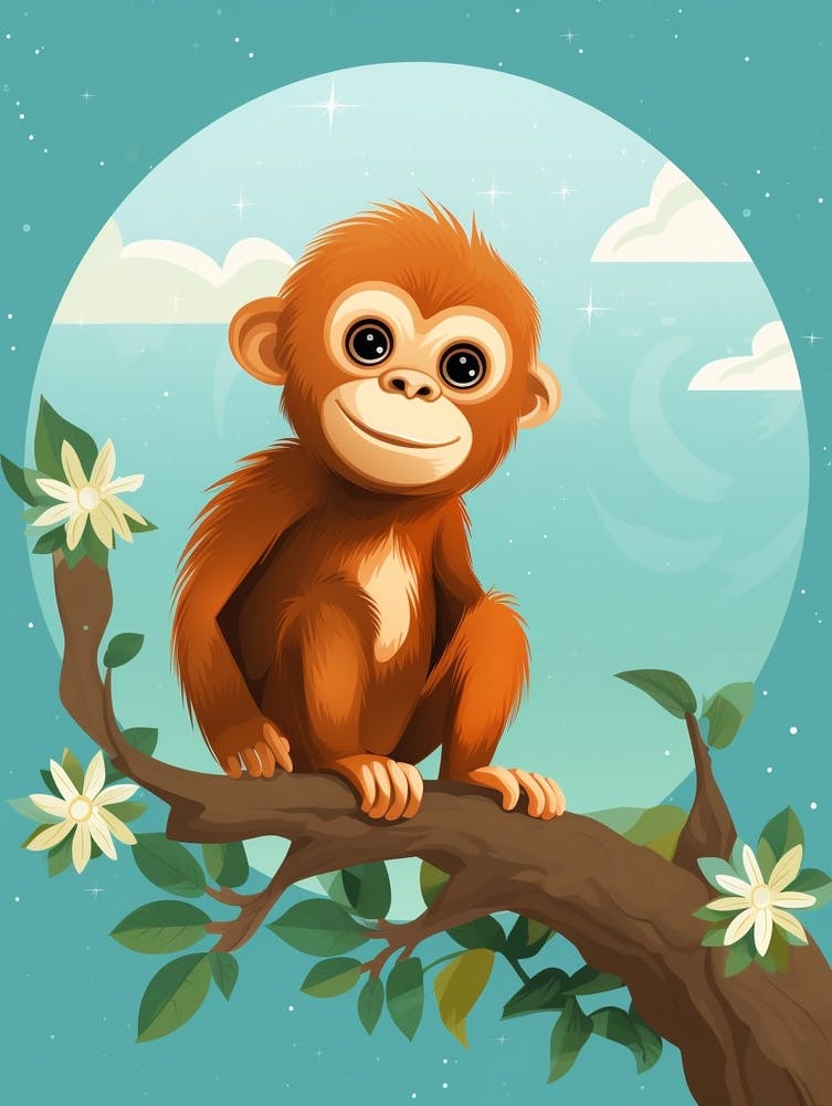 Baby Animal Illustration  Orangutan 2