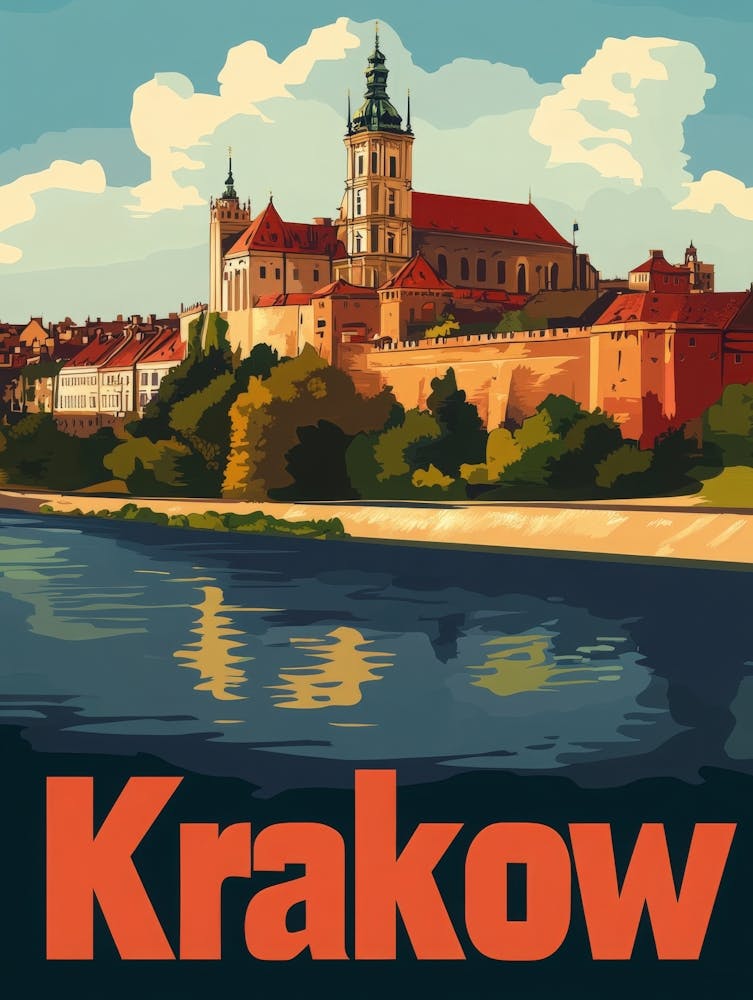 Aihrgdesign A Vintage Travel Poster Of Krakow