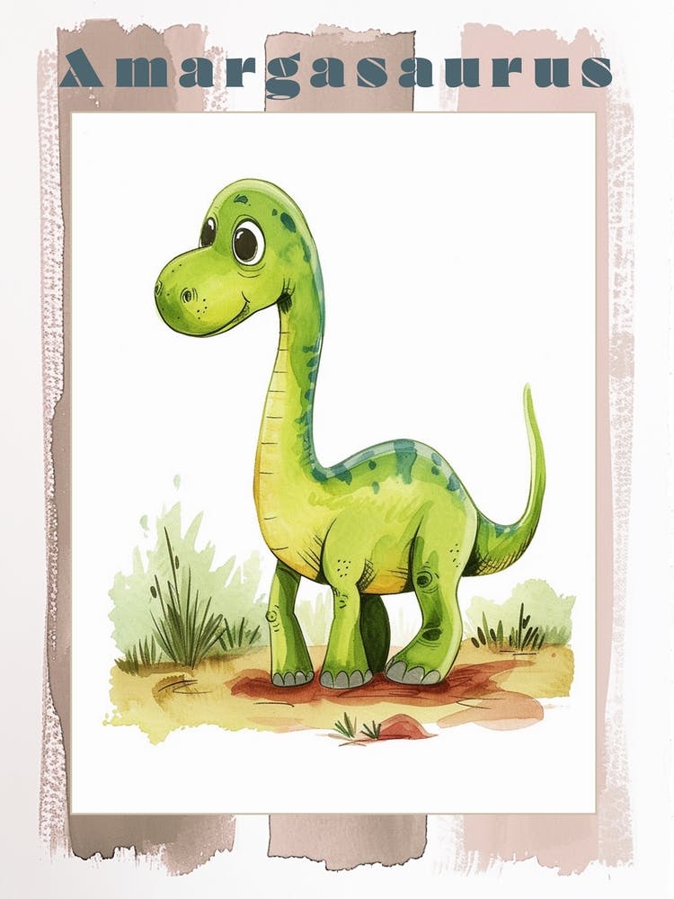 Cute Cartoon Amargasaurus Dinosaur 4 Poster
