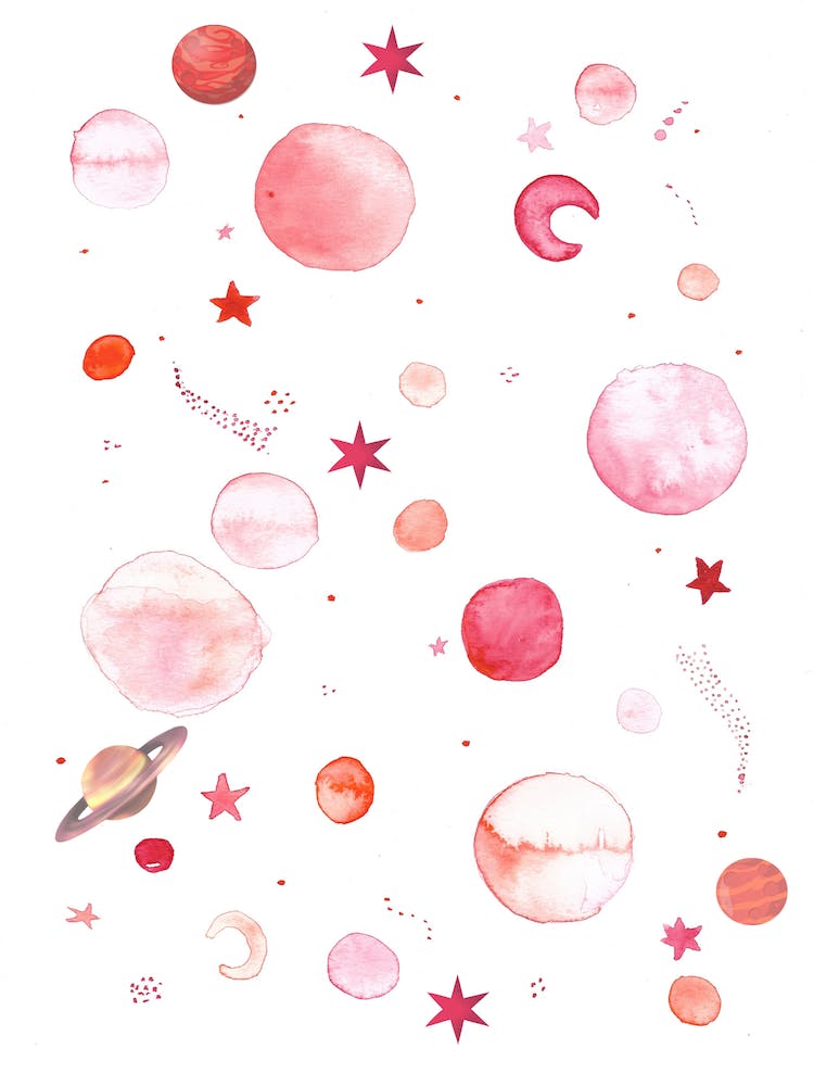 Moon and Stars - Red