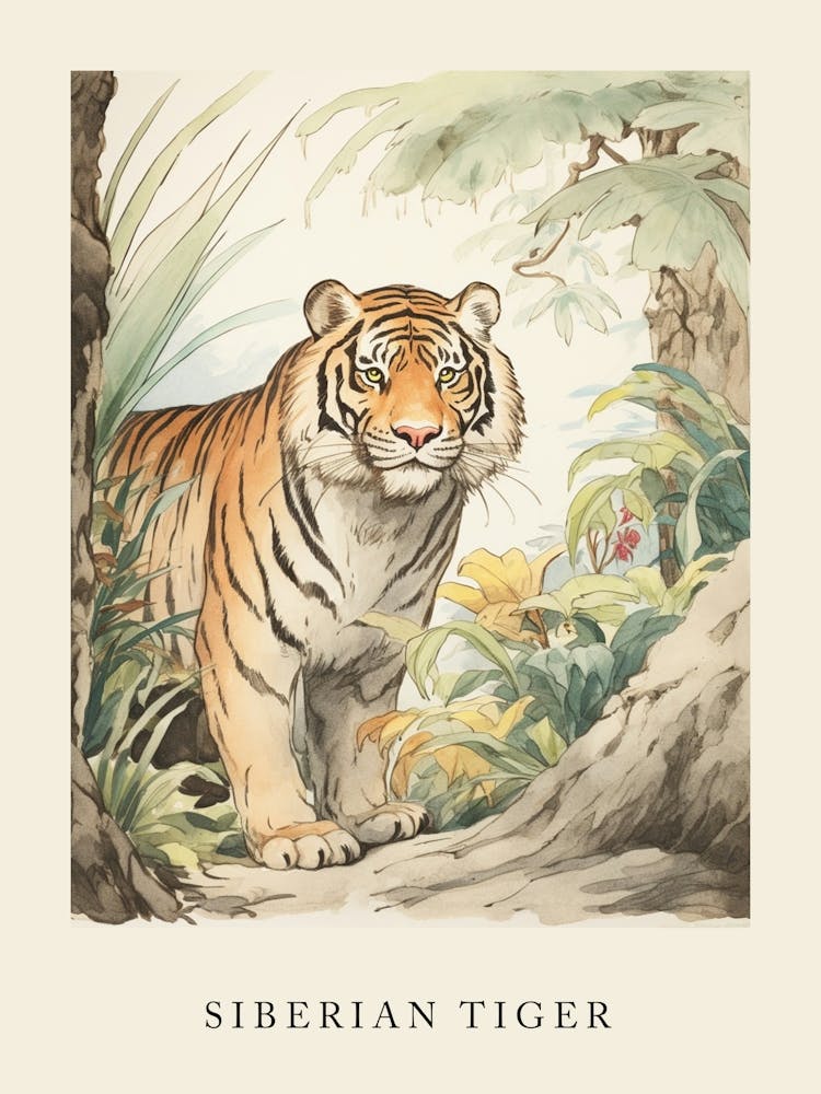 Beatrix Potter Inspired  Animal Watercolour Siberian Tiger 4