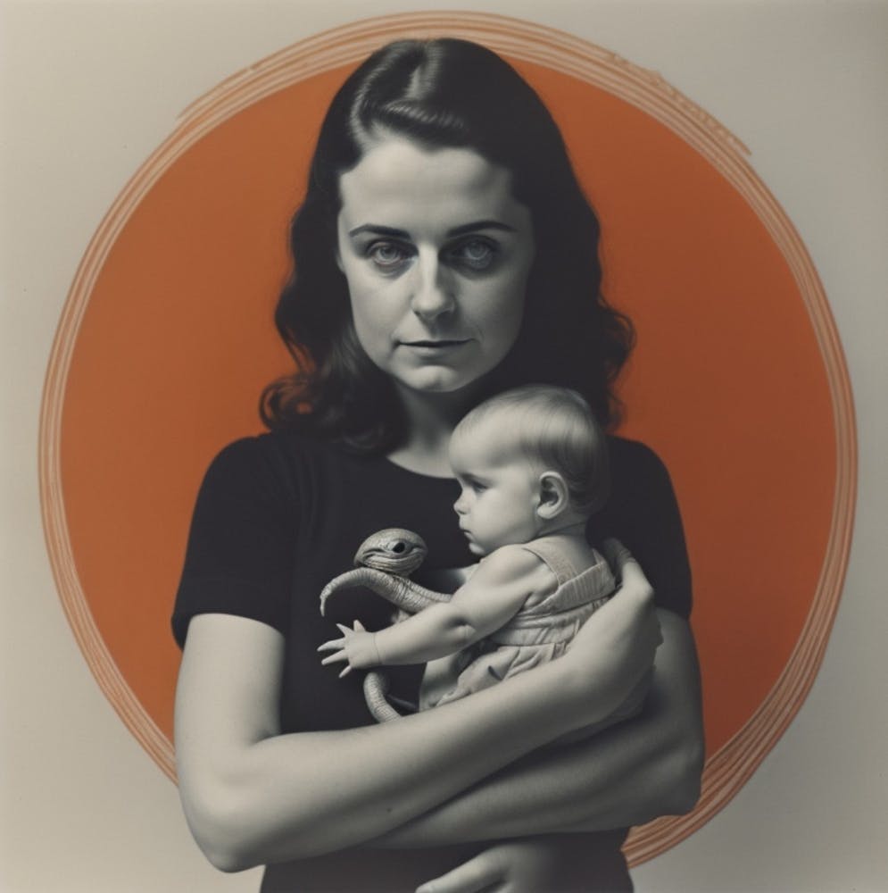 Human holding Alien Baby #2