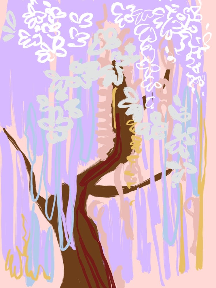 Weeping Willow Tree Pastel Abstract