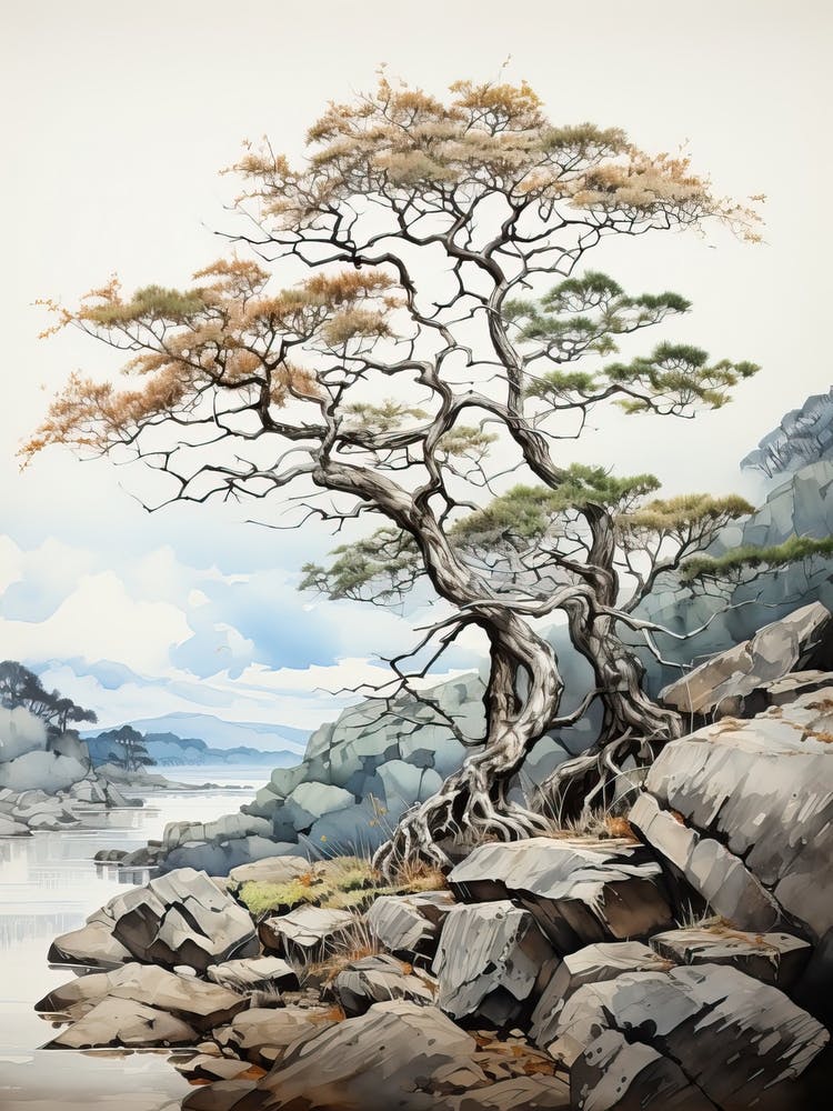 Hachijo Jima In Tokyo, Japanische Pinseldarstellung, Ukiyo E, Minimal 1