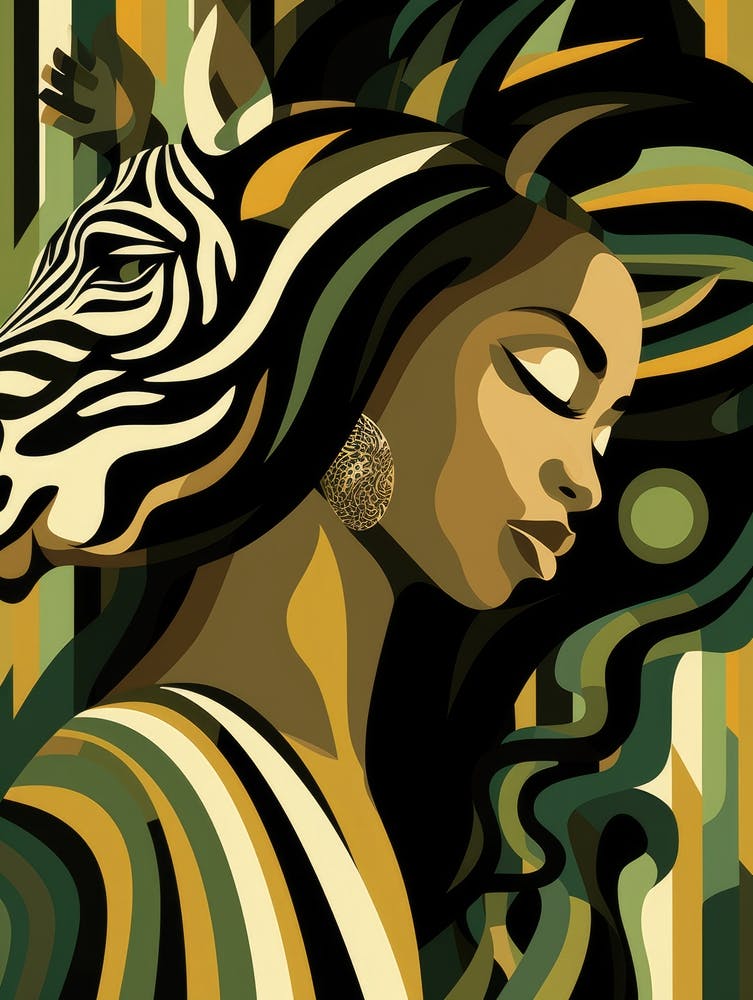 African Woman With Zebra