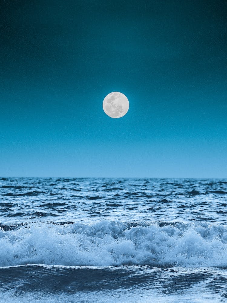 Full Moon Over The Ocean