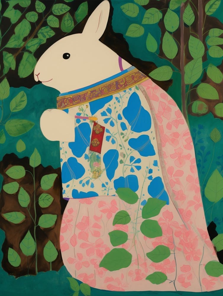 Maximalist Animal Painting Rabbit 2