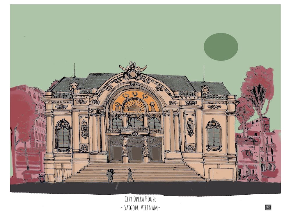 Saigon City Opera House Vietnam Digital Illustration