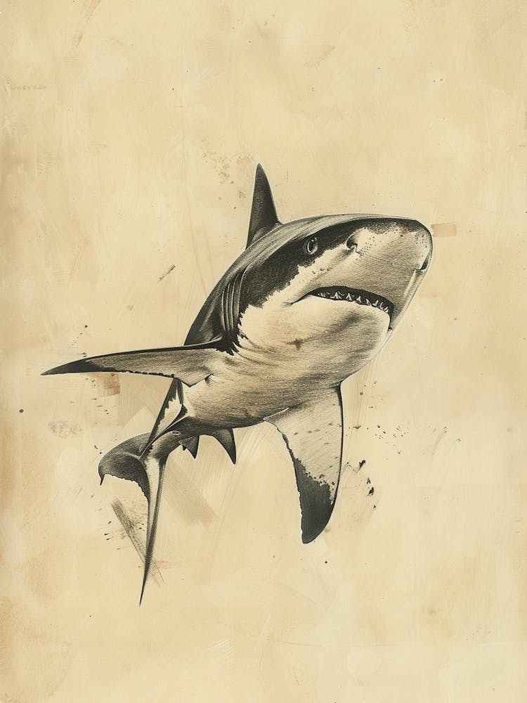 Largetooth Cookiecutter Shark Vintage Illustration 6