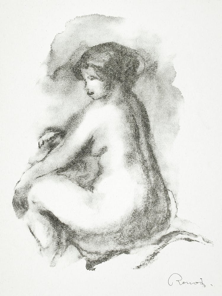 Study Of A Nude , Seated Woman, Pierre Auguste Renoir