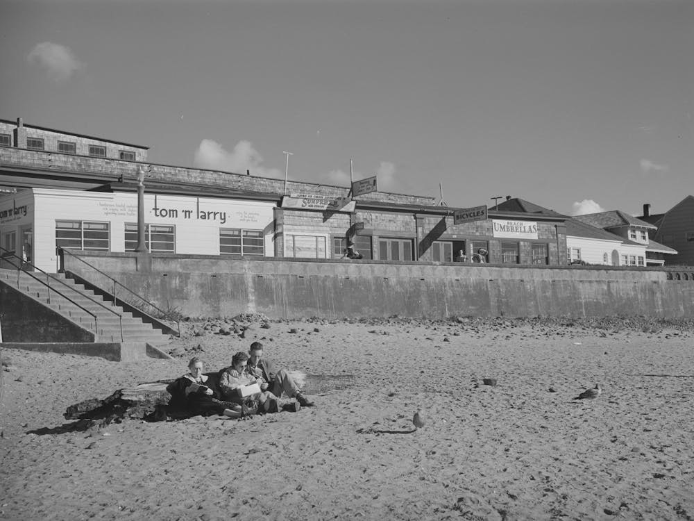 Sunbath On The Beach, Seaside, Oregon By Russell Lee
