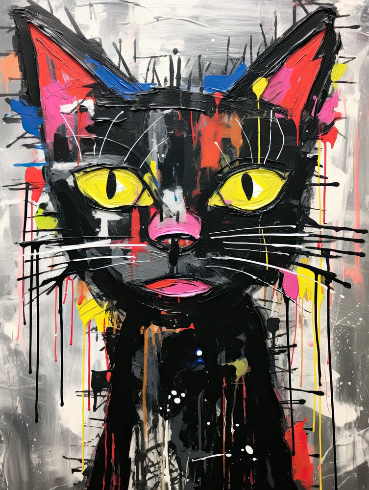 Graffiti Whiskers: Black Cat's Urban Adventure