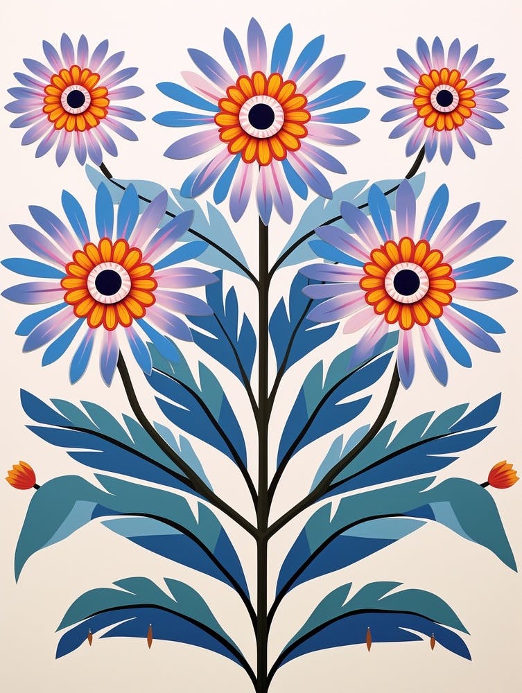 Flower Motif Painting Aster 2