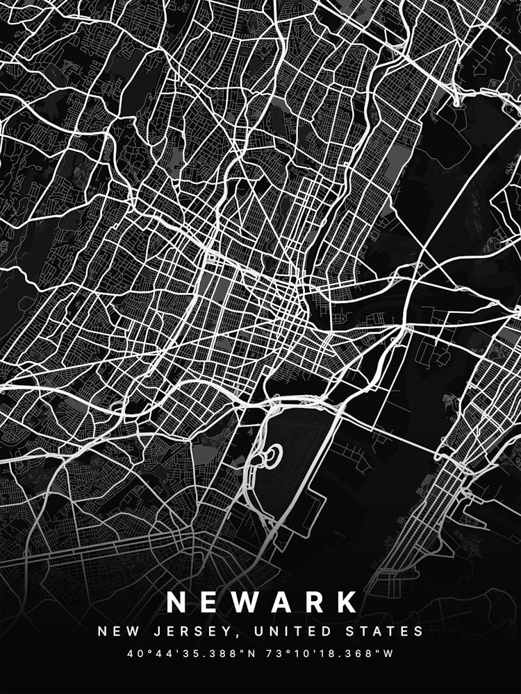 Newark New Jersey Black Map