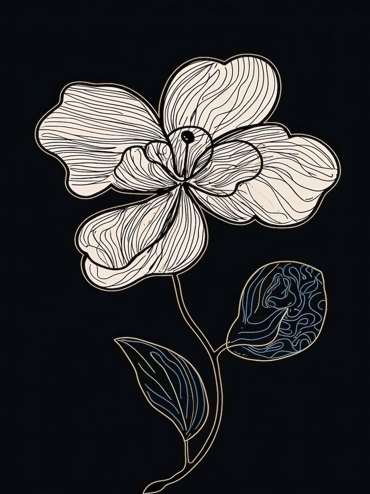 Line Art Orchids Flowers Illustration Neutral 13