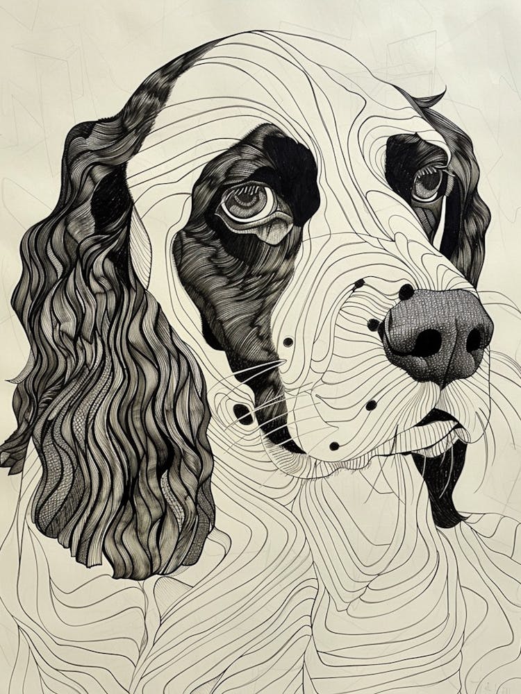 English Springer Spaniel Line Sketch 3