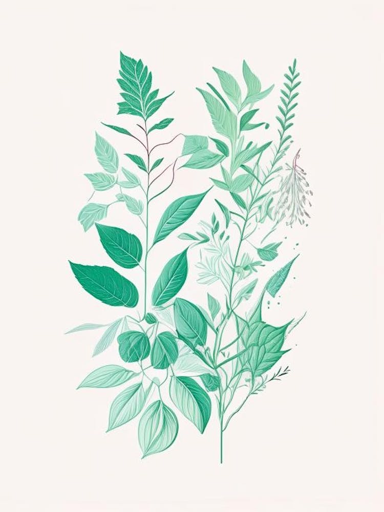 Mint Spices And Herbs Minimal Line Drawing 3