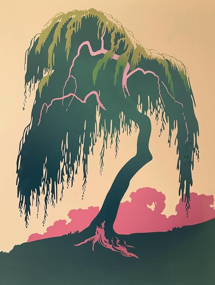 Willow Tree Colourful Illustration 1