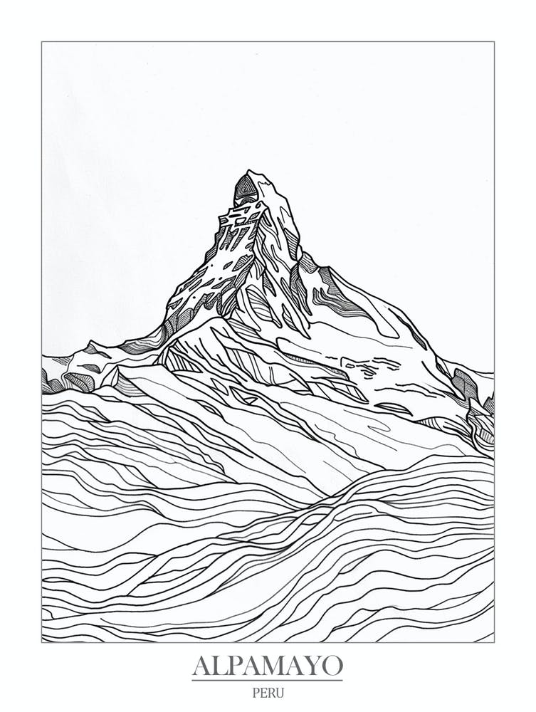 Alpamayo Pérou Dessin au Trait 6 Affiche